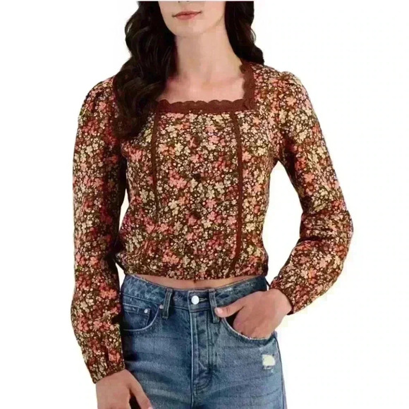 New with Tags Self ❤️E‎ Junior Lace-Trimmed Square-Neck Crop Top - Picture 10 of 11